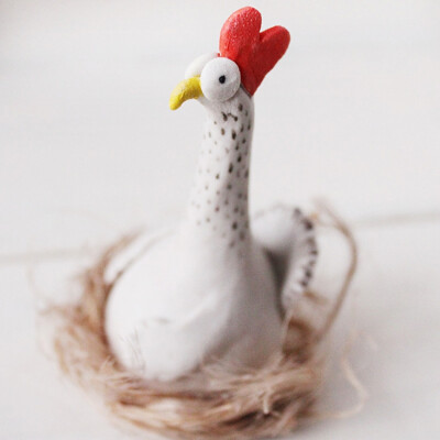 谷陶社 谷陶小公鸡摆件 手工陶瓷可爱创意礼物