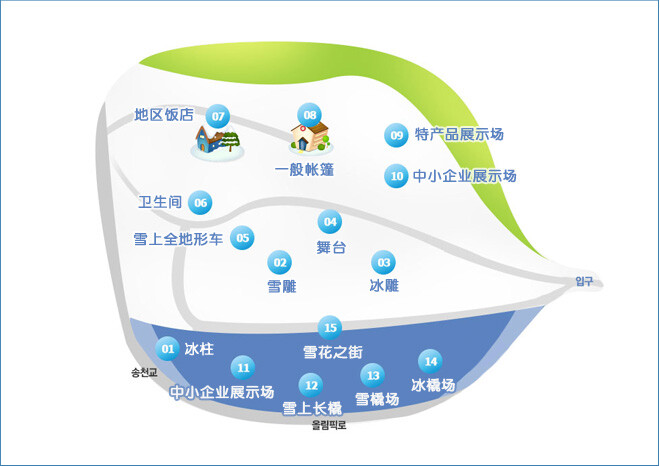  大关岭雪花节各活动场在庆典期间都为游客准备了丰富多彩的体验项目。在庆典场附近有龙平度假村、Alpensia度假村、凤凰城滑雪场等休闲场所，亦有平昌松鱼庆典、Echo Green Campus(原大关岭三羊牧场)、大关岭羊群牧场、五台山国立公园、月精寺等景点，可让游客留下美好的记忆，是家庭旅游的好去处。并且，在这里还可品尝到江原道的代表饮食山菜定食、荞麦面、烤黄太鱼、大关岭韩牛、松鱼生鱼片等美味。