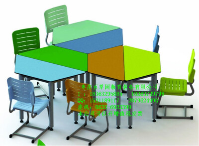 厂家直销加工订做六边形电脑桌/学生电脑桌/餐桌/课桌椅