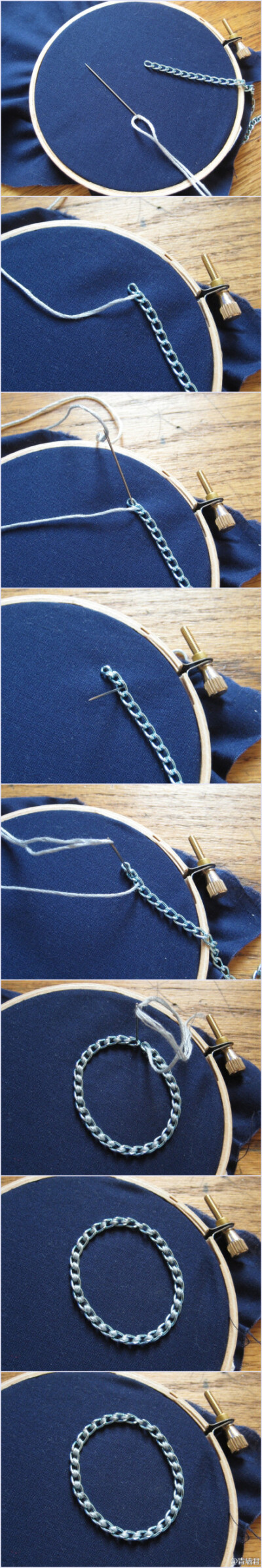 #sewing chain to fabric#链条还可以这么用=w=，珠绣时倒能这样多添点其它元素。