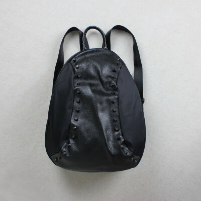 告密者 头层牛皮双肩包 真皮 防水布休闲书包 欧美时尚背包 男款