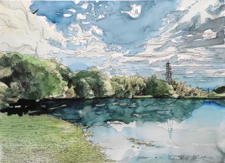 钢笔淡彩。 | 日本画家宗野纯也