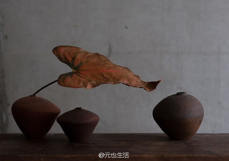 物尽其用，自在物华；明心净气，心有莲台。（陶作：西川 聡，花艺：上野雄次）