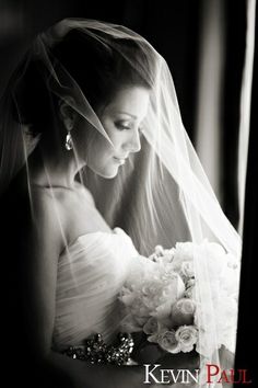 Wow, what a beautiful photo! A must have wedding photo! bride with veil black and white