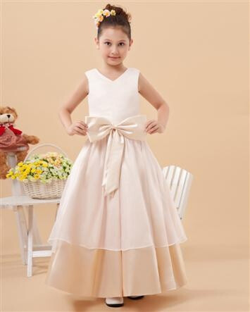 Charmeuse Round Neck Knee Length Flower Girl Dresses