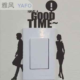 韩版雅风墙贴纸 switch funny good time 潮流时尚开关贴电器贴饰