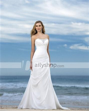 Sweetheart Neck Beaded A-Line Bridal Gowns Wedding Dress