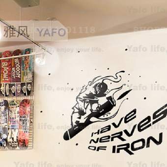 雅风 墙贴 贴纸 Iron Boarder S 滑板店 户外用品店 背景墙