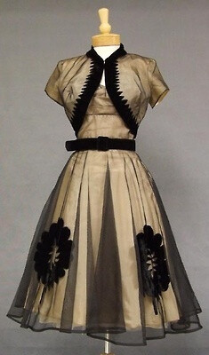 Utterly divine Claudia Young Original 1950s acetate and black velvet cocktail dress