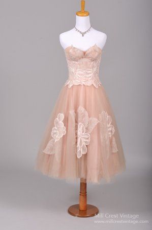 1950s Pink Garden Vintage Wedding Dress