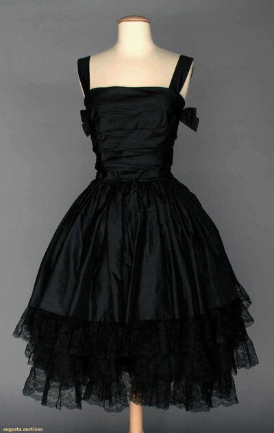 ~Black Silk Taffeta Party Dress, C. 1955