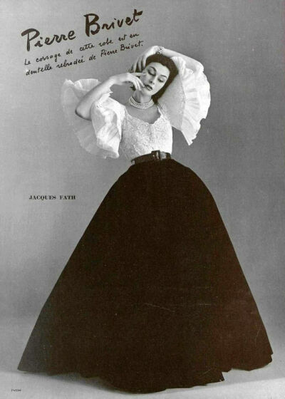 Anne Gunning in evening ensemble by Jacques Fath, photo by Philippe Pottier, 1951