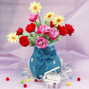 满59 不织布手工diy材料包 家居装饰 绽放花语盆景