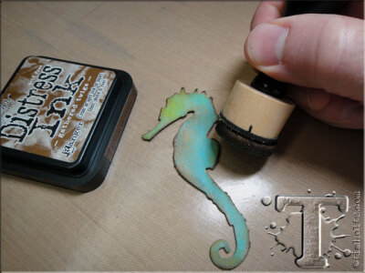 step 4: ink the edges with distress ink using ink blending tool.