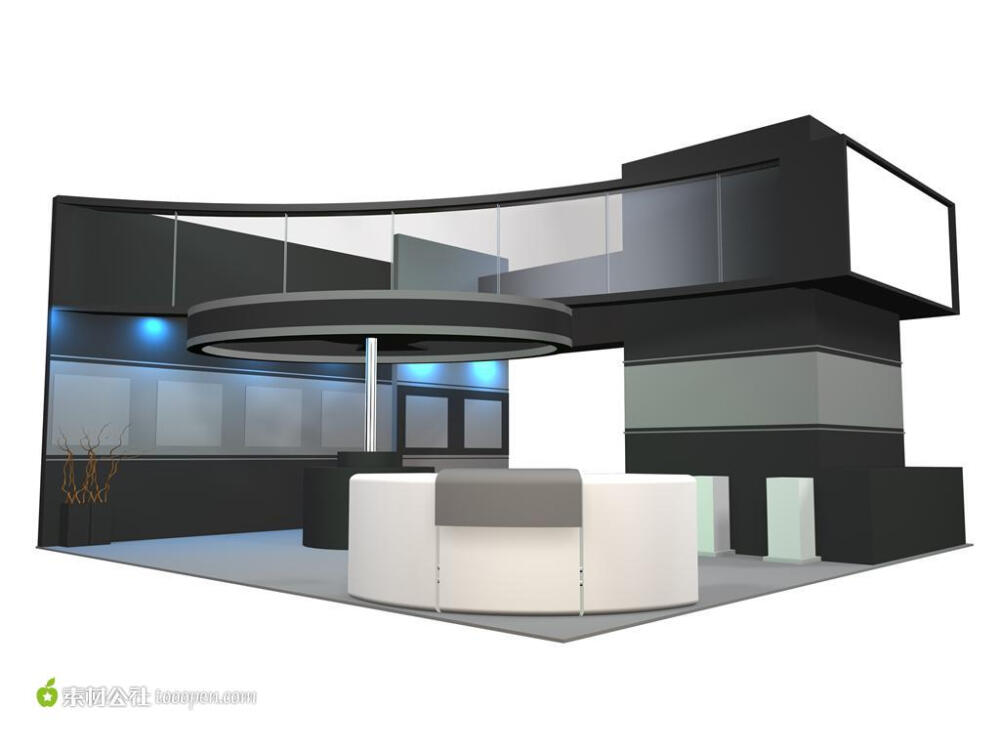 黑色展厅空间设计3D模型下载