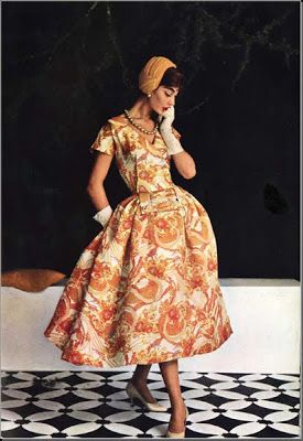 ~Jean Patou, spring / summer collection 1955, L'Officiel, March 1955 (fabric marketed by Bodin)~