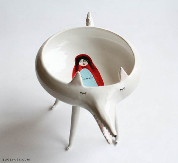 martaturowska可爱的陶瓷碗陶瓷生活可爱原创手工动物创意