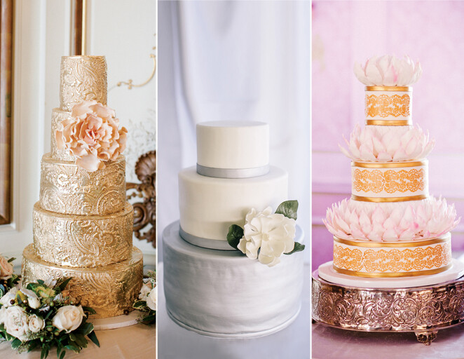 metallic, silver, gold, cakes