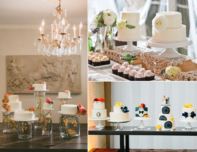 cake, cake display, table, trio