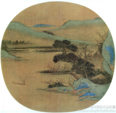 南宋 张训礼 《春山渔艇图》 】纨扇页，绢本设色，29×29.8cm，北京故宫博物院藏。 旧题张训礼作。著色青绿山水，洋溢着春天江山的迷人景色。小中见大，咫尺千里。 张训礼，旧名敦礼，避光宗（1189-1195在位）讳改。…