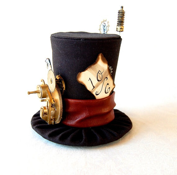 Tiny Top Hat: Steam Punk Mad Hatter - Alice in wonderland Steampunk gears vintage mad hatter tea party teaparty cosplay costume march hare