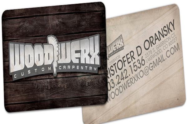 Woodwerx is a fine fine example of die-cut business cards