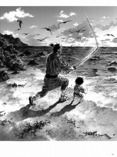 井上雄彦浪客行时期的画集《WATER》和《墨》，大量毛笔与水墨的运用， 抒情与狂放兼备。