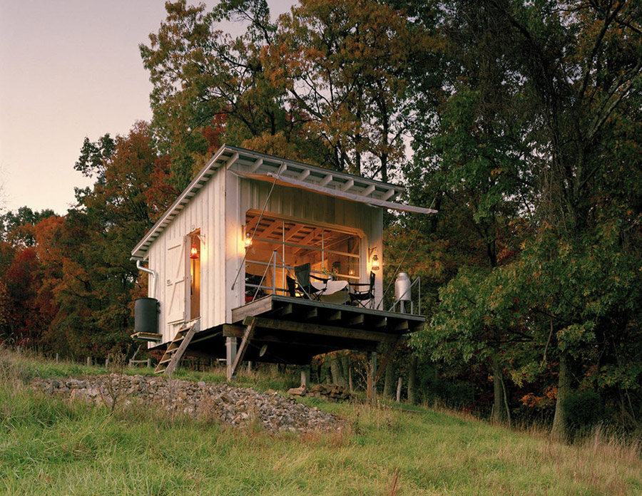 The shack was created as a logical step between tent camping, and the yet unrealized weekend cottage. This fundamental shelter has no electricity. http://tinyhouseswoon.com/the-shack/