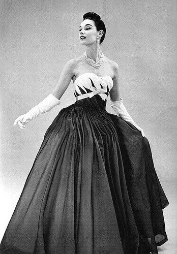 Strapless evening gown 1952