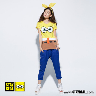 STAYREAL X SPONGEBOB 就是海绵T 这个我买了哦，颜色超正！不分男女款