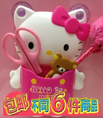 hello kitty创意居家用品 吸盘式挂墙牙刷架 收納盒 杂物盒牙刷桶