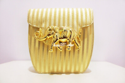 黄金大象。迷你小包。金色暗条纹。单肩包。Vintage。sold。