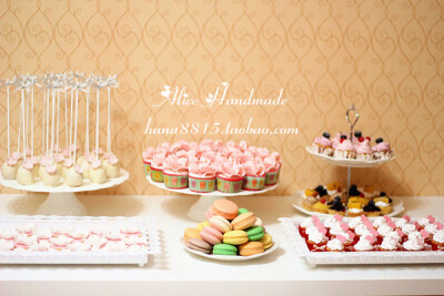Alice Handmade 活动婚礼派对甜品桌 翻糖饼干蛋糕棒棒糖蛋糕套餐