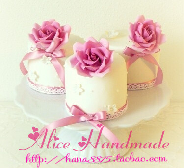 Alice Handmade 甜美粉色玫瑰婚礼 甜品台 蕾丝迷你小翻糖蛋糕