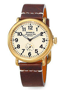 Lynn D★ Shinola Runwell系列 手工制造复古风皮表带手表