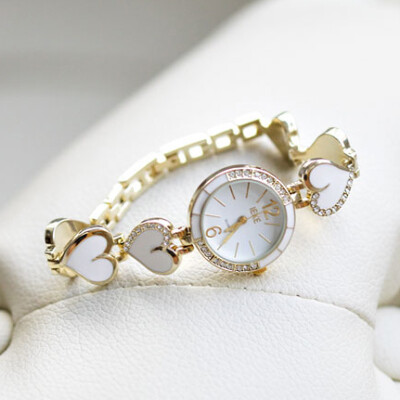 正品 韩国官网同款 心型手链手表 OL气质女表 白色金色 非代购