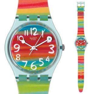 斯沃琪 Swatch 手表 女表情侣 炫彩绘画天空 GS124