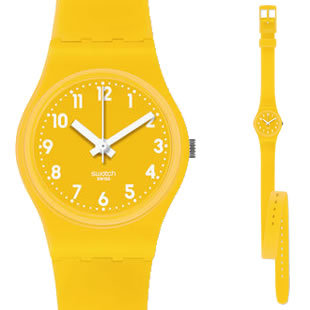 斯沃琪 Swatch 手表 情侣 俪媛女表 木瓜黄 LJ107