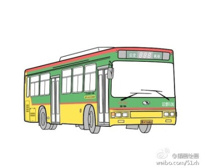 手绘北京公交老车。 | 作者：马腾腾@马TT