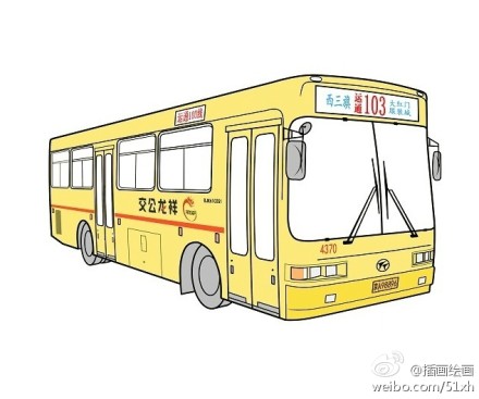 手绘北京公交老车。 | 作者：马腾腾@马TT