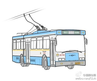 手绘北京公交老车。 | 作者：马腾腾@马TT
