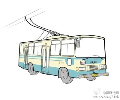 手绘北京公交老车。 | 作者：马腾腾@马TT