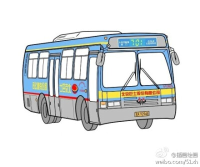 手绘北京公交老车。 | 作者：马腾腾@马TT