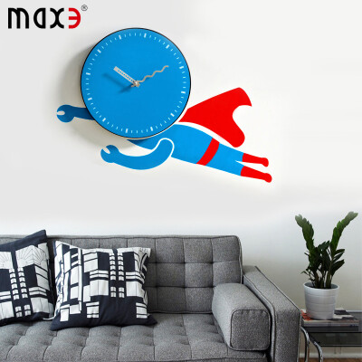 MAX3原创设计时尚挂钟客厅卡通静音时钟挂表简约 超人创意钟表