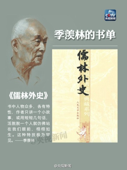 #季羡林逝世五周年#【季羡林：我最喜爱的书】他是世界著名的语言学家、文学家，是北大唯一一位终身教授，生前曾撰文三辞桂冠：国学大师、学界泰斗、国宝。2009年的今天，季老离世，享年98岁。他曾说：中华乃文章大国，对老祖宗的经典需随时含蕴于你们心中，低吟于你们口头。一起重温大师的书单！