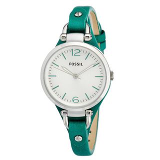 Fossil Georgia Teal Leather Band Stainless Steel Case Women's Watch ES3316的图片