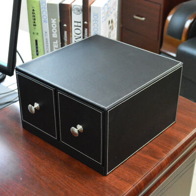 华美仕 创意皮革储物盒 CD盒 桌面收纳盒 杂物整理 抽屉柜 办公