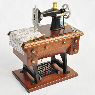 台湾复古缝纫机木质音乐盒八音盒创意女生生日礼物精品 