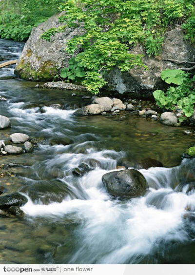 河水冲击着岩石