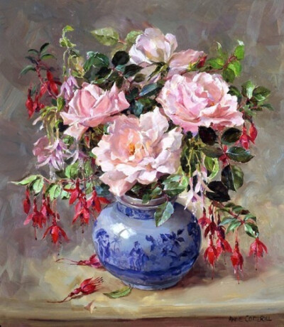 每一朵花，自有它盛开的季节。不急，不慌。静静等待。丨来自画家Anne Cotterill。